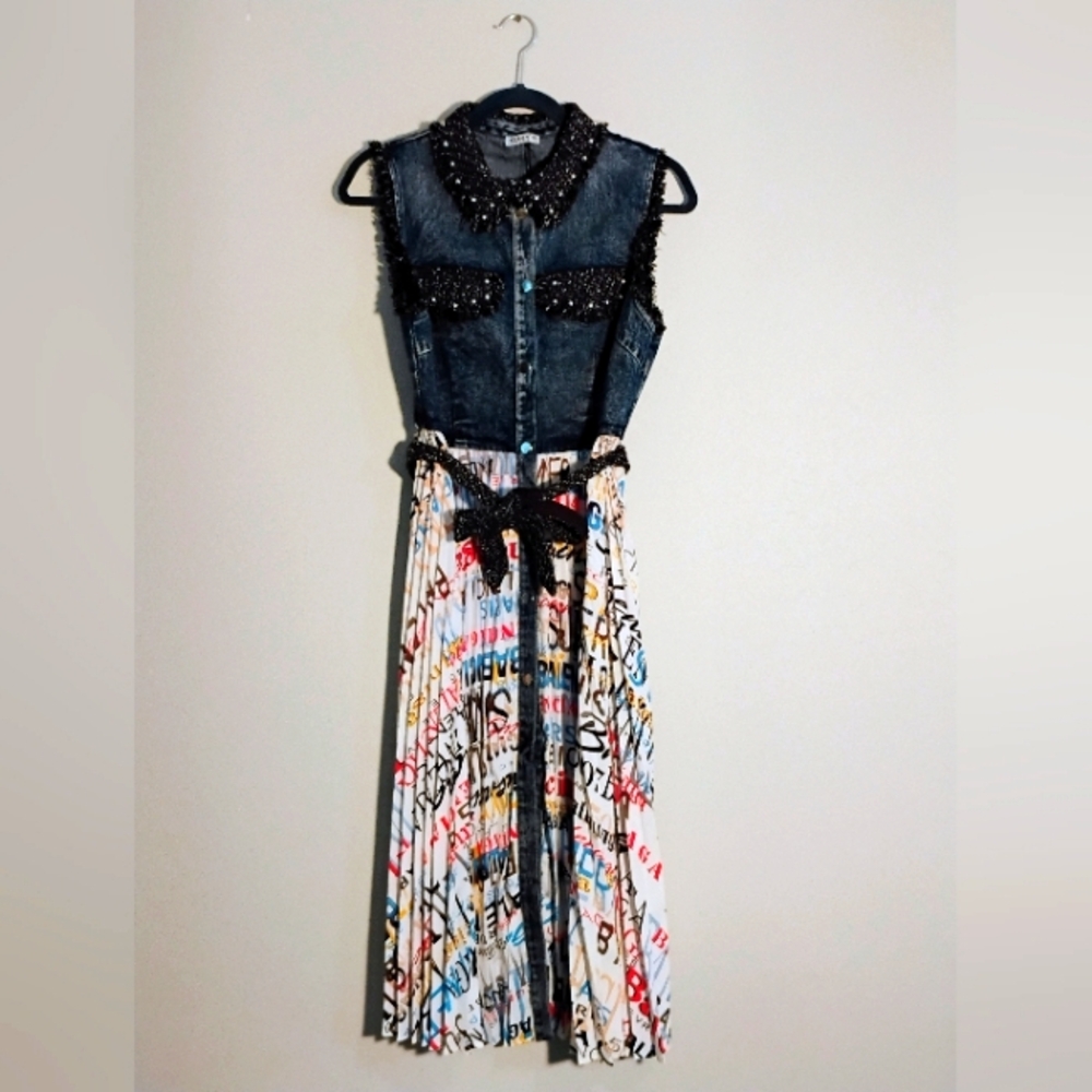 Why Me Denim and Ribbed Dress